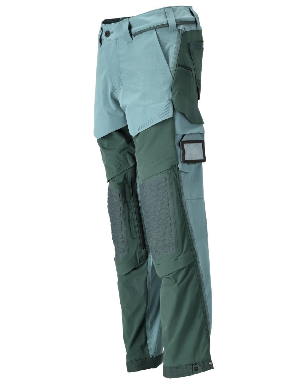 Light Forest Green Coloured Mascot Workwear Mens Customized Ultimate Stretch Trousers on white background 