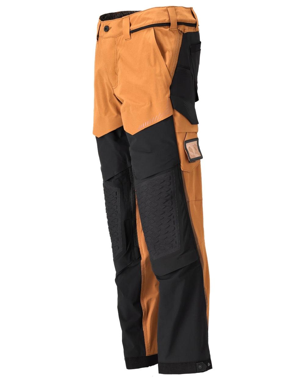 Nut Brown Black Coloured Mascot Workwear Mens Customized Ultimate Stretch Trousers on white background 