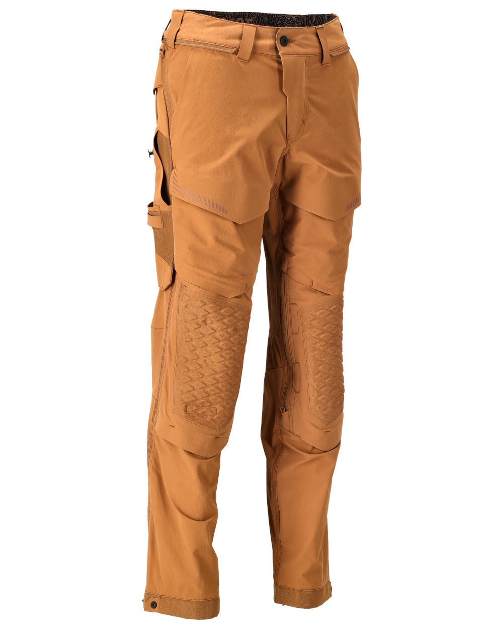 Nut Brown Coloured Mascot Workwear Mens Customized Ultimate Stretch Trousers on white background 