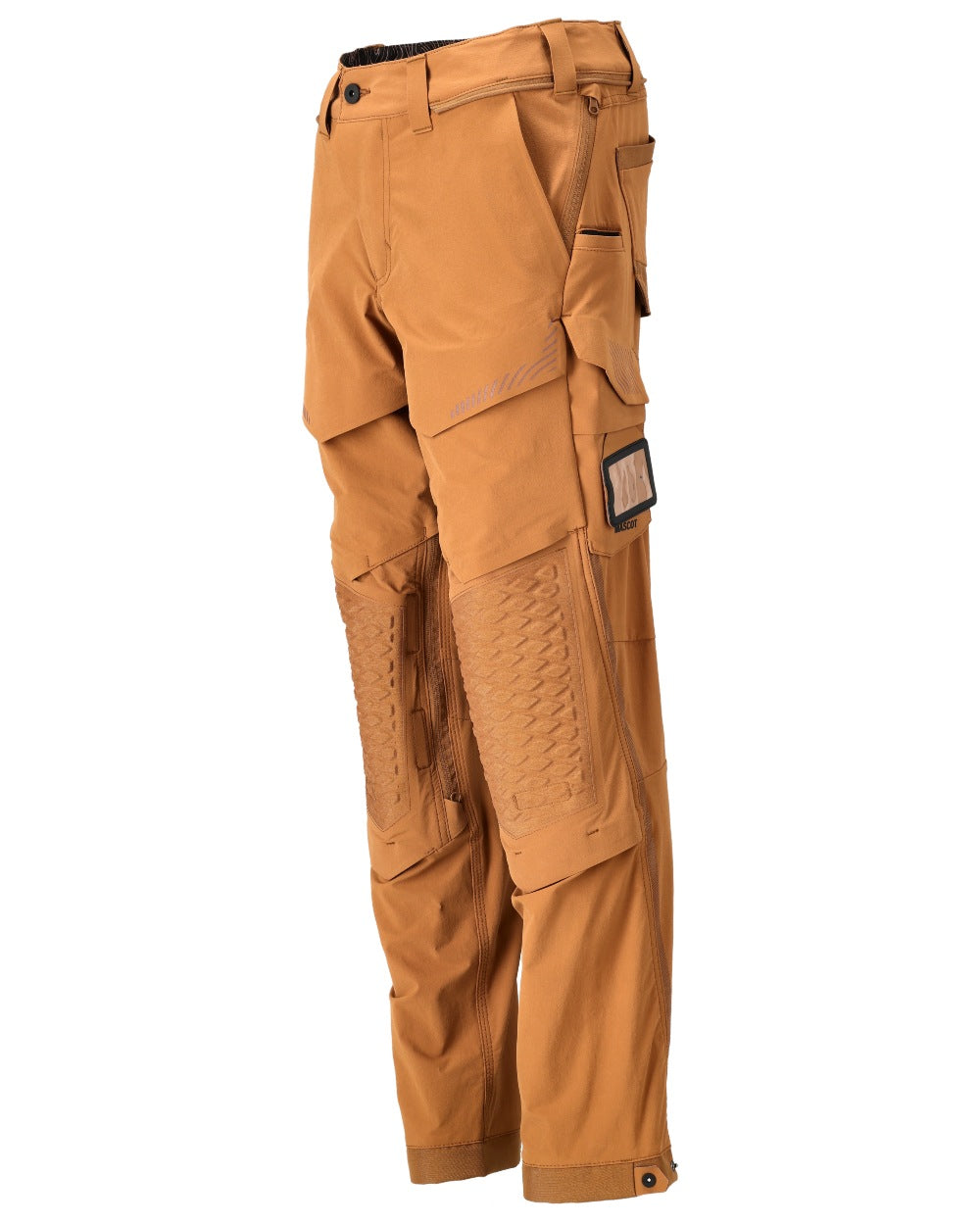 Nut Brown Coloured Mascot Workwear Mens Customized Ultimate Stretch Trousers on white background 