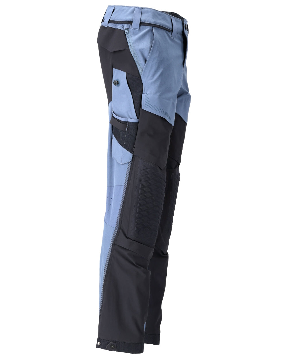Stone Blue Dark Navy Coloured Mascot Workwear Mens Customized Ultimate Stretch Trousers on white background 