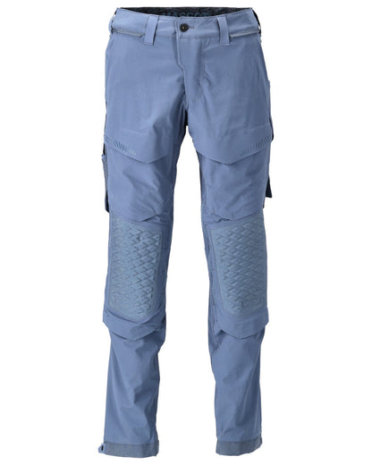 Stone Blue Coloured Mascot Workwear Mens Customized Ultimate Stretch Trousers on white background 