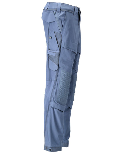 Stone Blue Coloured Mascot Workwear Mens Customized Ultimate Stretch Trousers on white background 