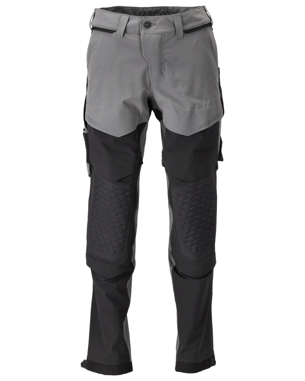 Stone Grey Black Coloured Mascot Workwear Mens Customized Ultimate Stretch Trousers on white background 