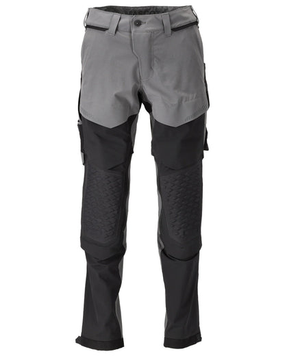 Stone Grey Black Coloured Mascot Workwear Mens Customized Ultimate Stretch Trousers on white background 