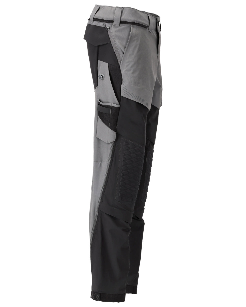 Stone Grey Black Coloured Mascot Workwear Mens Customized Ultimate Stretch Trousers on white background 