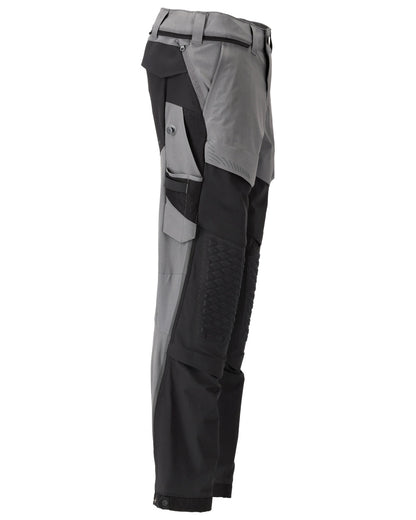 Stone Grey Black Coloured Mascot Workwear Mens Customized Ultimate Stretch Trousers on white background 