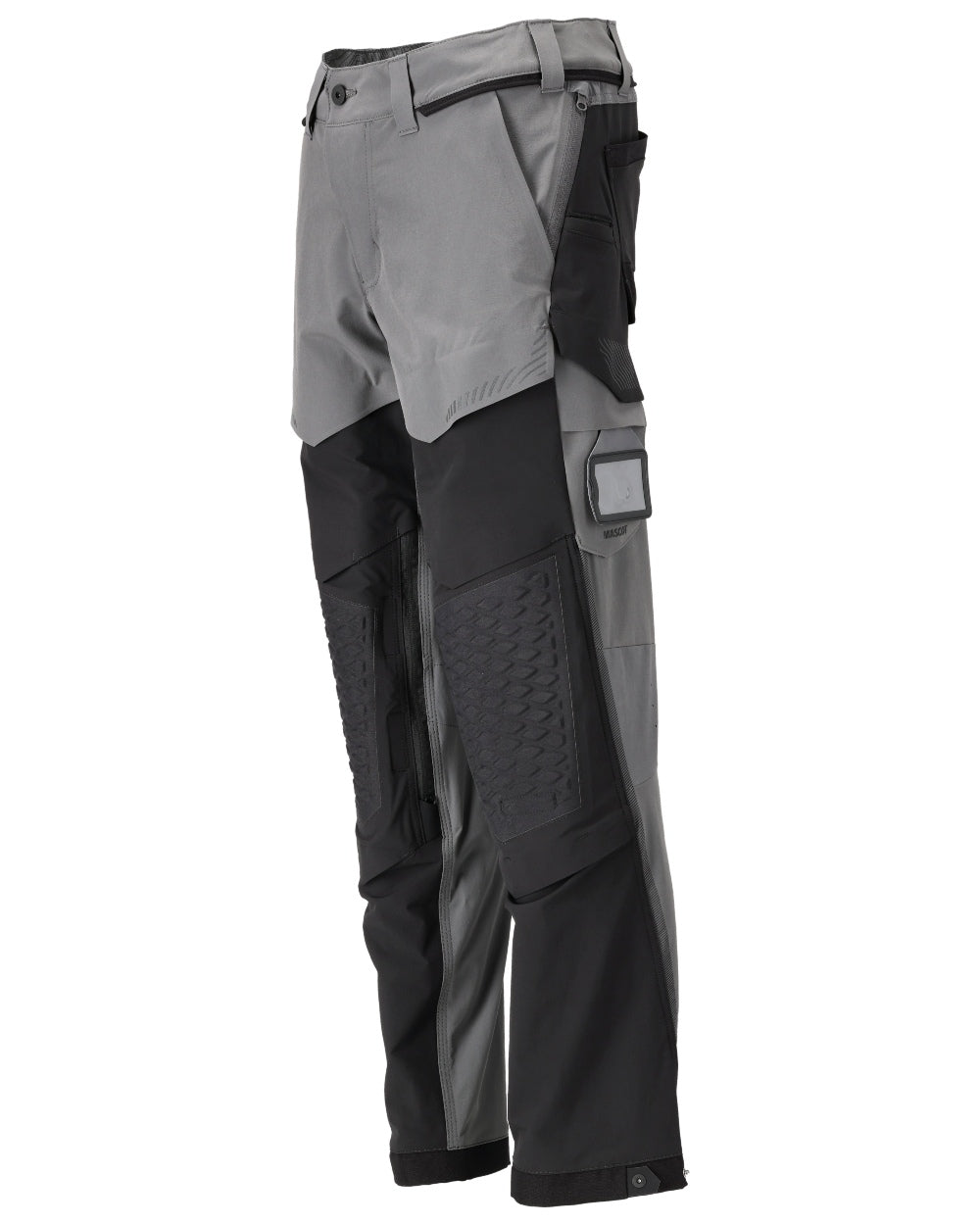 Stone Grey Black Coloured Mascot Workwear Mens Customized Ultimate Stretch Trousers on white background 