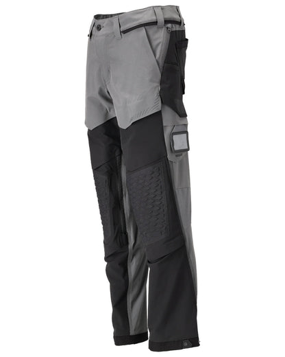 Stone Grey Black Coloured Mascot Workwear Mens Customized Ultimate Stretch Trousers on white background 