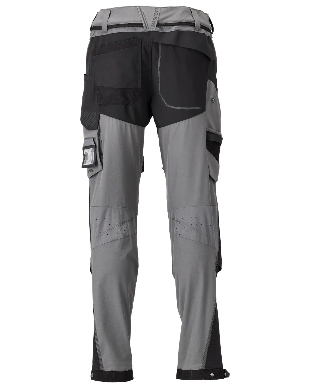 Stone Grey Black Coloured Mascot Workwear Mens Customized Ultimate Stretch Trousers on white background 