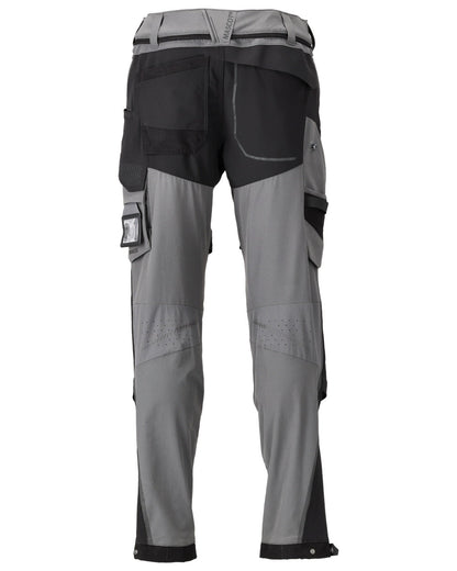 Stone Grey Black Coloured Mascot Workwear Mens Customized Ultimate Stretch Trousers on white background 