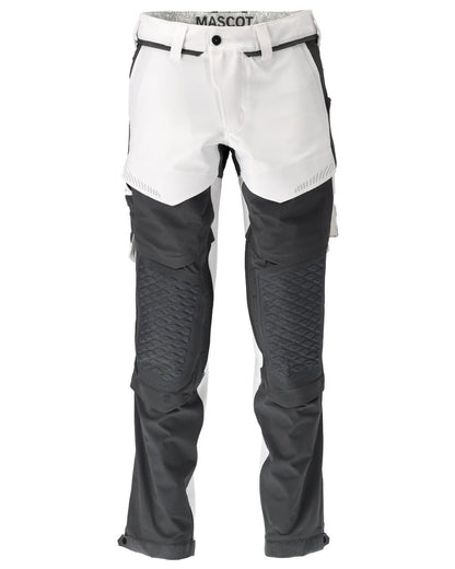 White Stone Grey Coloured Mascot Workwear Mens Customized Ultimate Stretch Trousers on white background 