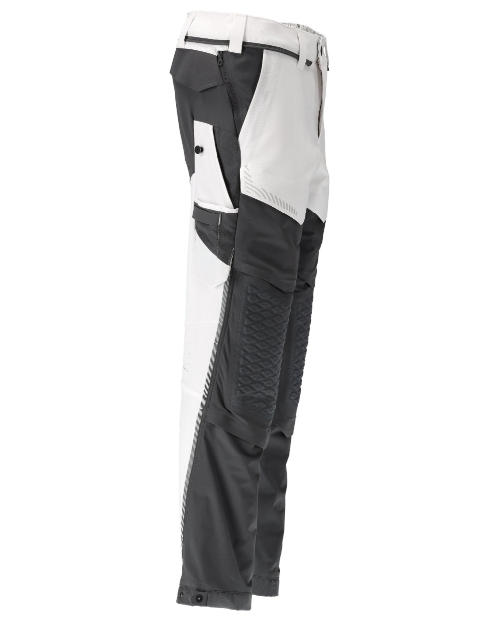 White Stone Grey Coloured Mascot Workwear Mens Customized Ultimate Stretch Trousers on white background 