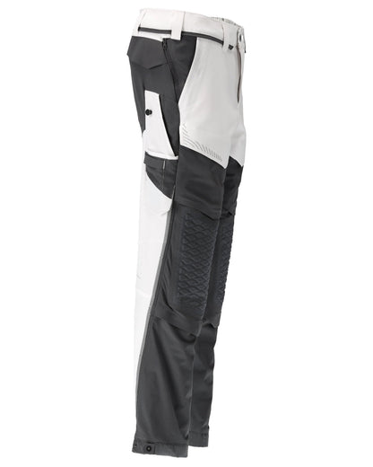 White Stone Grey Coloured Mascot Workwear Mens Customized Ultimate Stretch Trousers on white background 