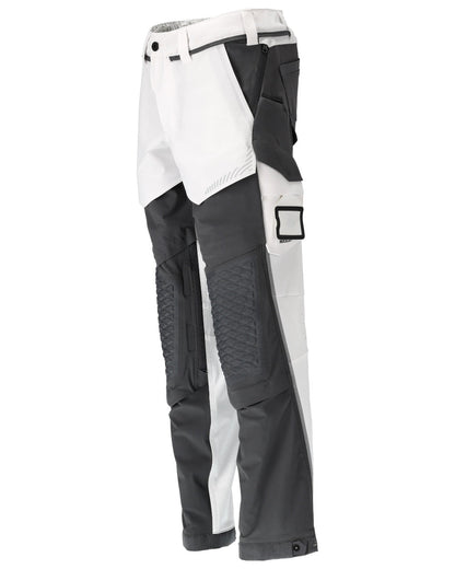 White Stone Grey Coloured Mascot Workwear Mens Customized Ultimate Stretch Trousers on white background 