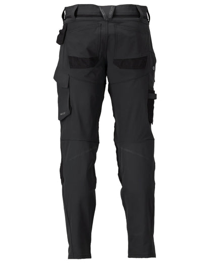 Black Coloured Mascot Workwear Mens Customized Ultimate Stretch Trousers With Kneepad Pockets on white background 