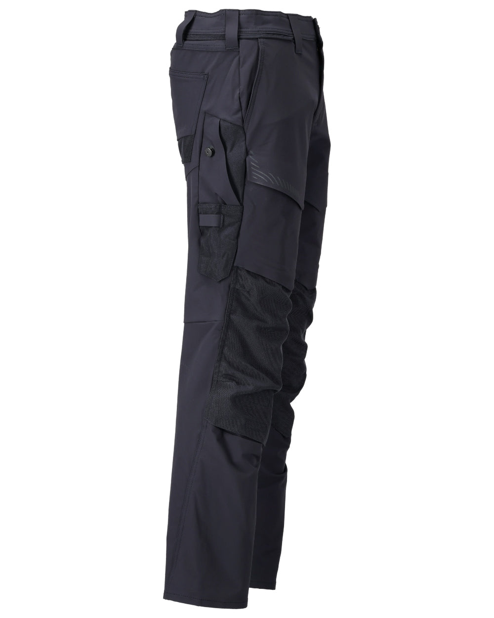 Dark Navy Coloured Mascot Workwear Mens Customized Ultimate Stretch Trousers With Kneepad Pockets on white background 