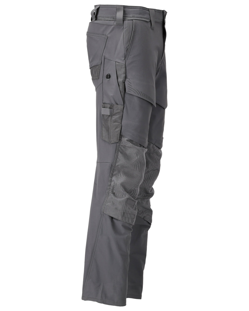 Stone Grey Coloured Mascot Workwear Mens Customized Ultimate Stretch Trousers With Kneepad Pockets on white background 