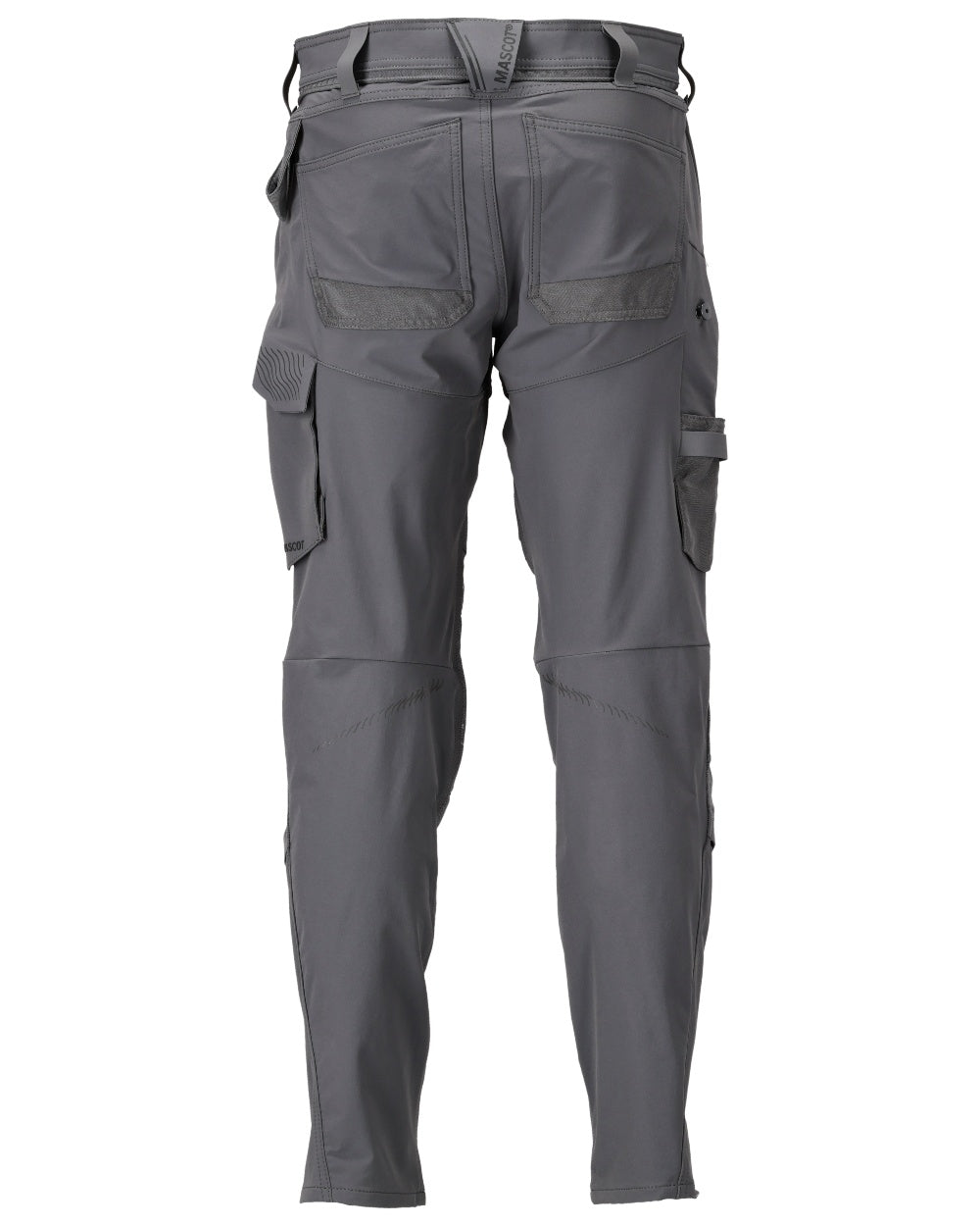 Stone Grey Coloured Mascot Workwear Mens Customized Ultimate Stretch Trousers With Kneepad Pockets on white background 