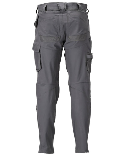 Stone Grey Coloured Mascot Workwear Mens Customized Ultimate Stretch Trousers With Kneepad Pockets on white background 