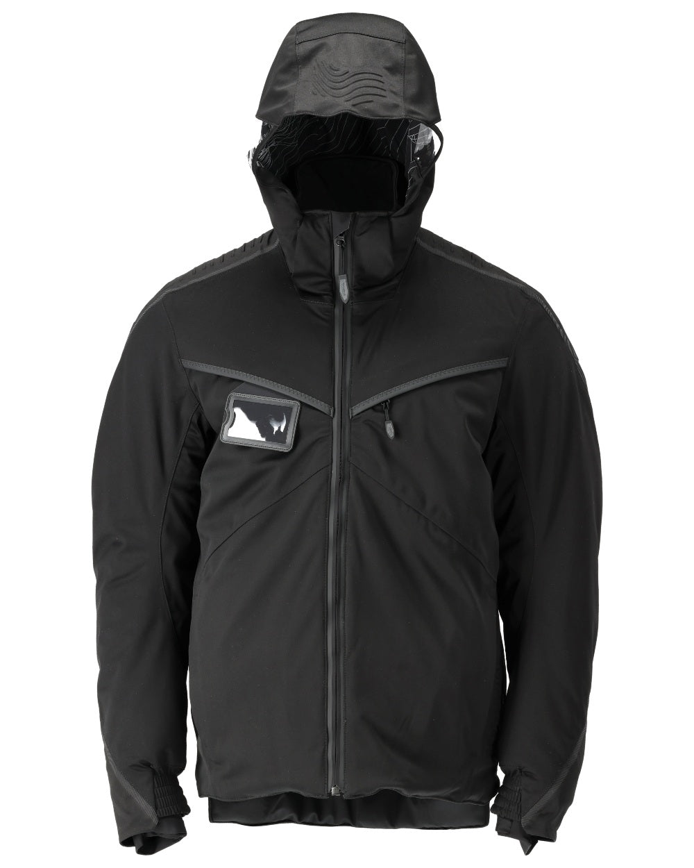 Black Coloured Mascot Workwear Mens Customized Ultimate Stretch Winter Jacket on white background 