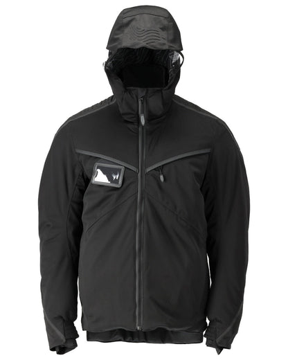 Black Coloured Mascot Workwear Mens Customized Ultimate Stretch Winter Jacket on white background 