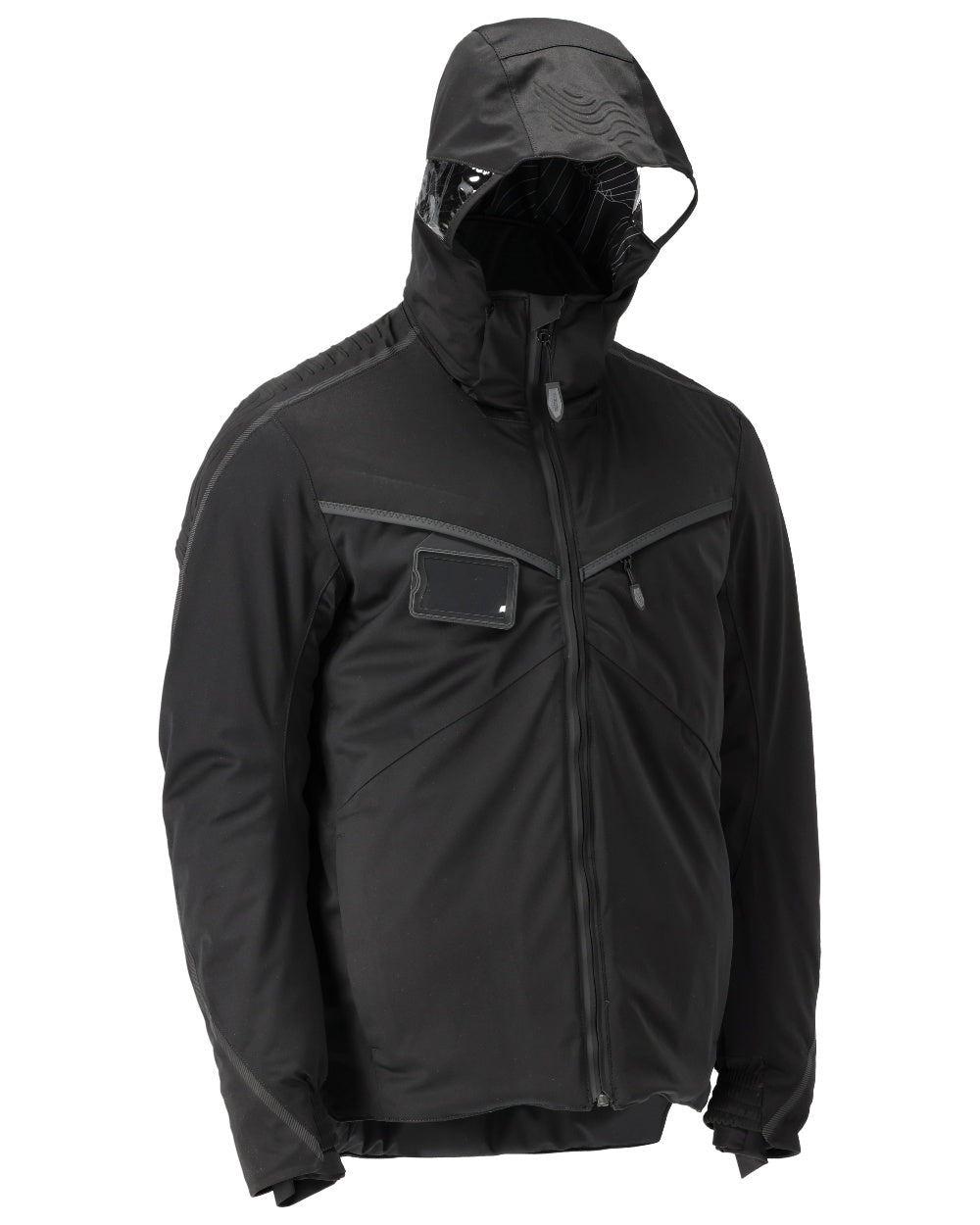 Black Coloured Mascot Workwear Mens Customized Ultimate Stretch Winter Jacket on white background 