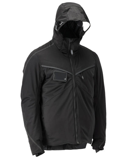 Black Coloured Mascot Workwear Mens Customized Ultimate Stretch Winter Jacket on white background 