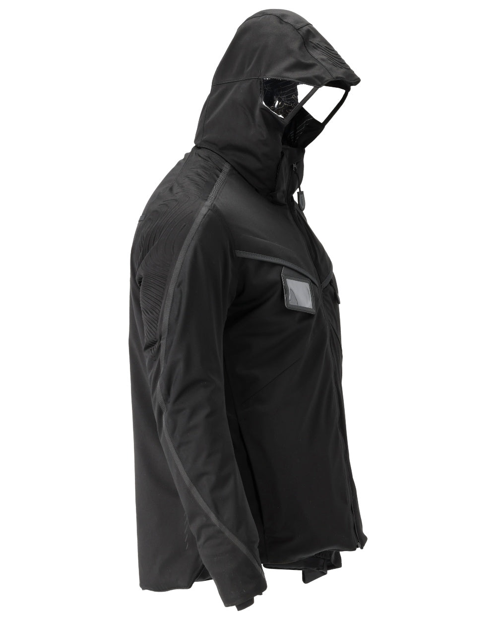 Black Coloured Mascot Workwear Mens Customized Ultimate Stretch Winter Jacket on white background 