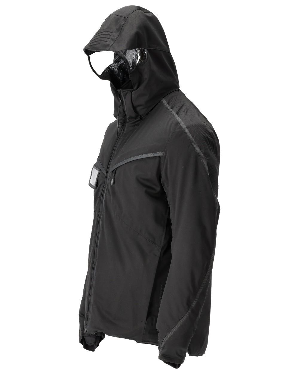 Black Coloured Mascot Workwear Mens Customized Ultimate Stretch Winter Jacket on white background 