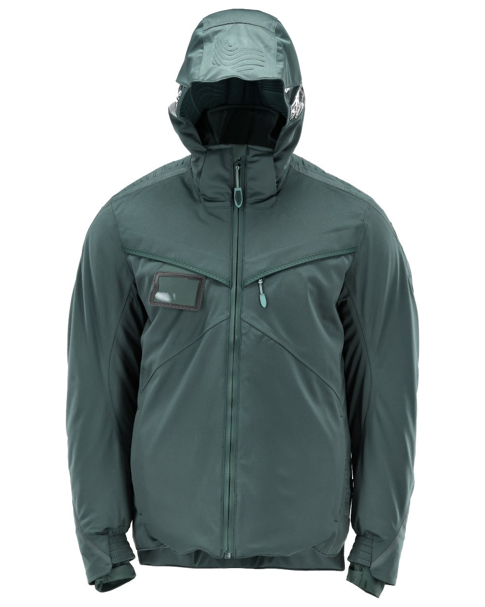 Forest Green Coloured Mascot Workwear Mens Customized Ultimate Stretch Winter Jacket on white background 