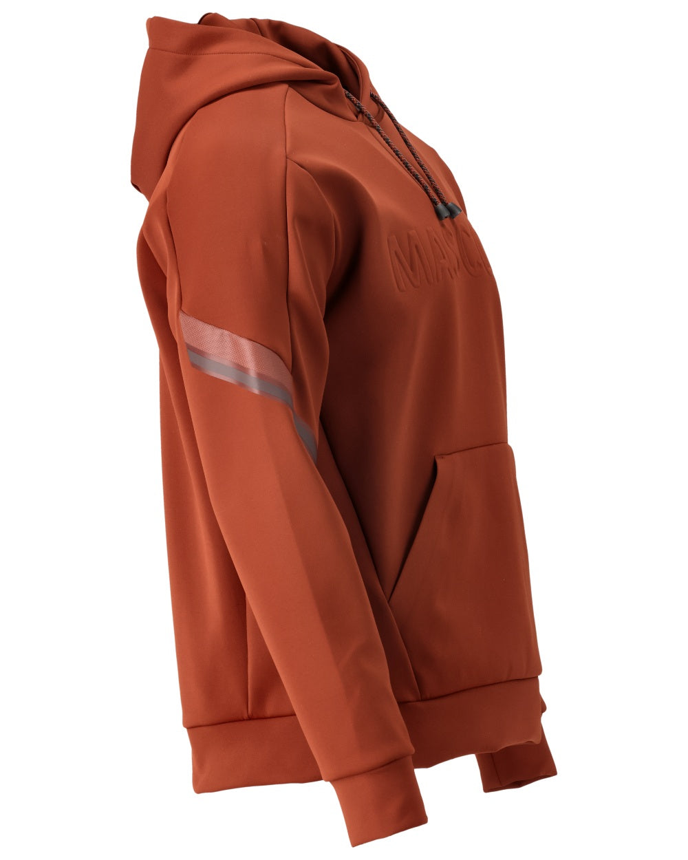 Autumn Red Coloured Mascot Workwear Mens Customized Water Repellent Fleece Hoodie on white background 