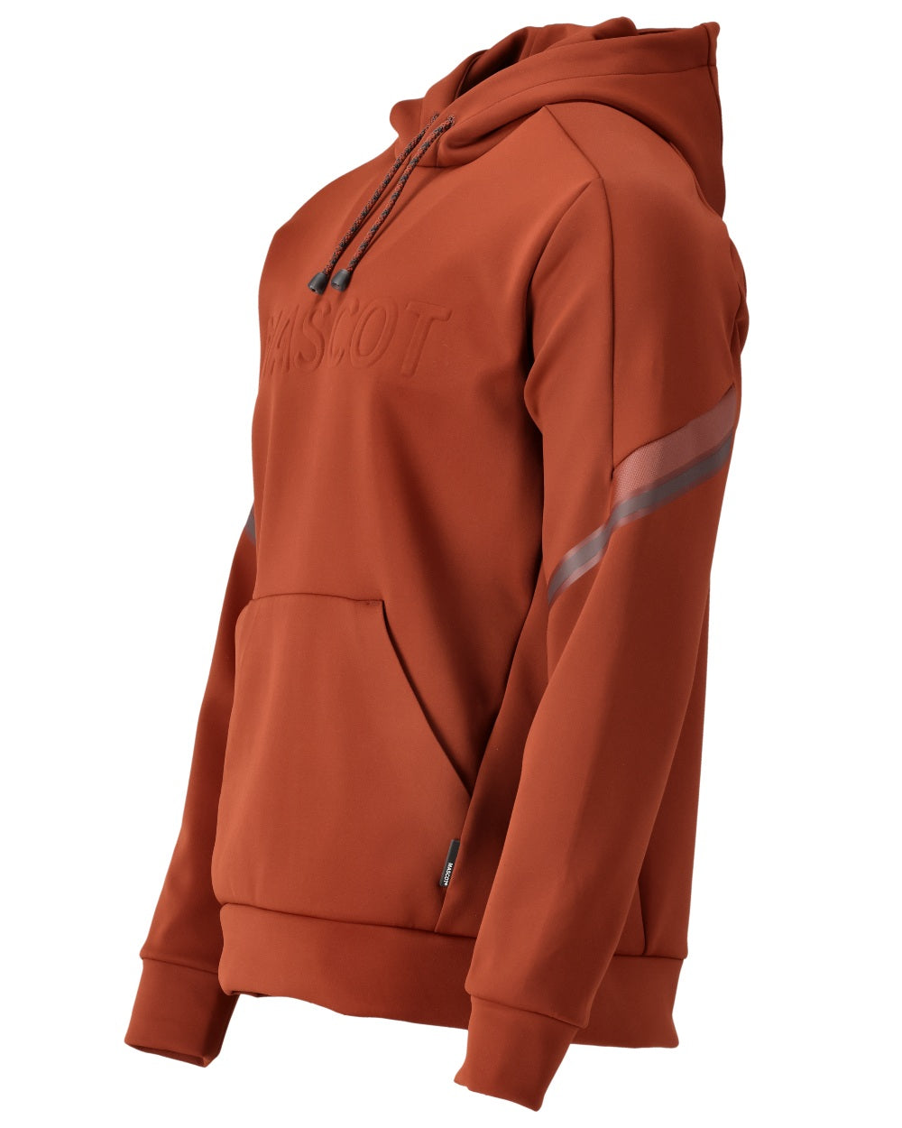 Autumn Red Coloured Mascot Workwear Mens Customized Water Repellent Fleece Hoodie on white background 