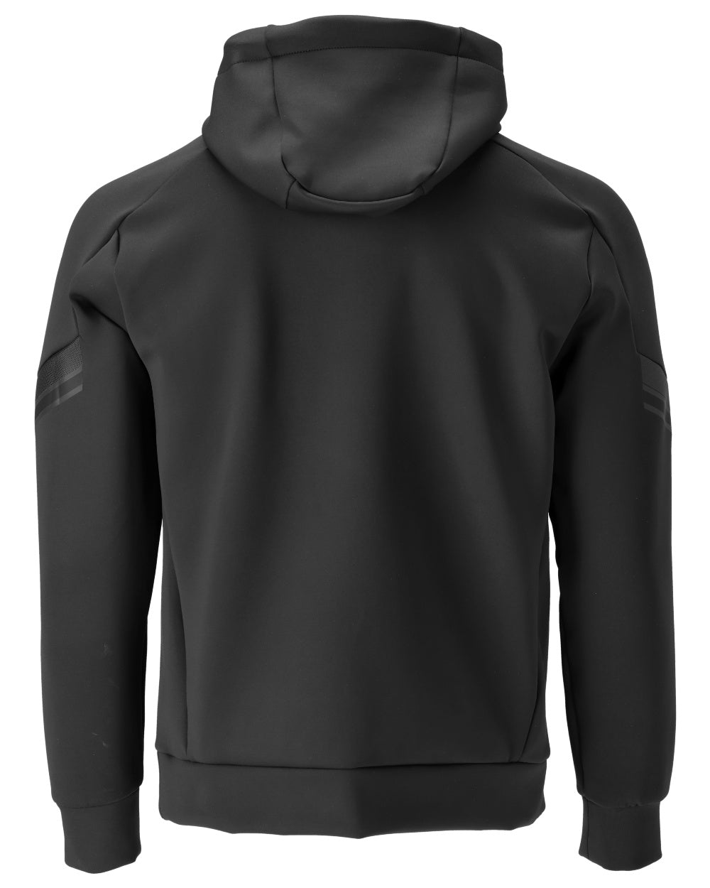 Black Coloured Mascot Workwear Mens Customized Water Repellent Fleece Hoodie on white background 