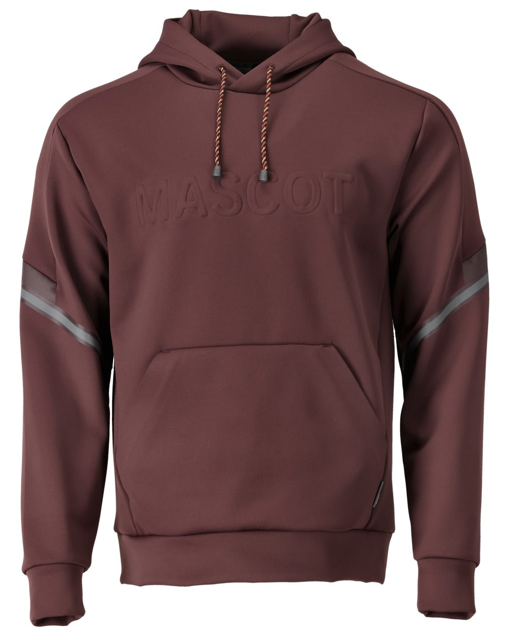 Bordeaux Coloured Mascot Workwear Mens Customized Water Repellent Fleece Hoodie on white background 