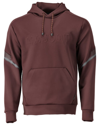 Bordeaux Coloured Mascot Workwear Mens Customized Water Repellent Fleece Hoodie on white background 