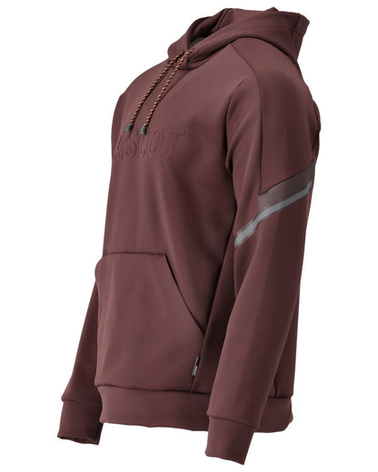 Bordeaux Coloured Mascot Workwear Mens Customized Water Repellent Fleece Hoodie on white background 