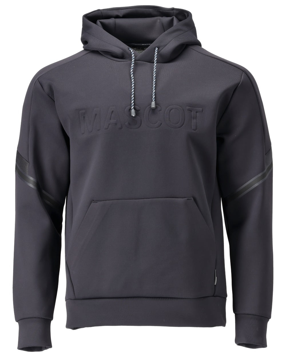 Dark Navy Coloured Mascot Workwear Mens Customized Water Repellent Fleece Hoodie on white background 