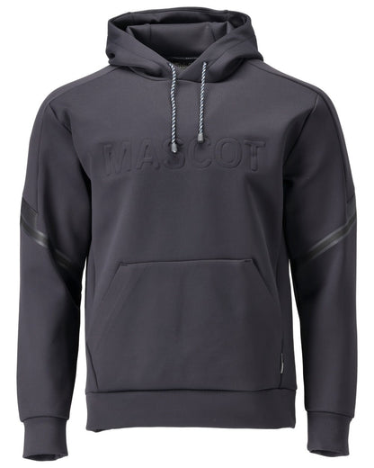 Dark Navy Coloured Mascot Workwear Mens Customized Water Repellent Fleece Hoodie on white background 