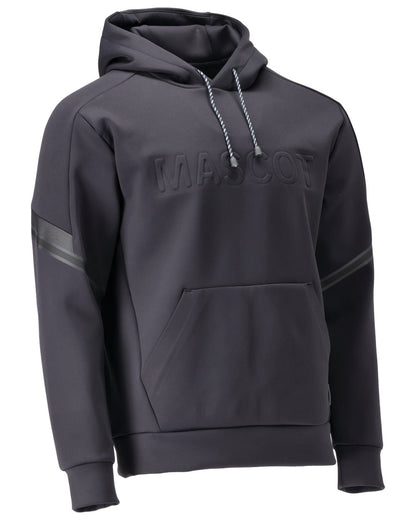 Dark Navy Coloured Mascot Workwear Mens Customized Water Repellent Fleece Hoodie on white background 