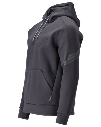 Dark Navy Coloured Mascot Workwear Mens Customized Water Repellent Fleece Hoodie on white background 