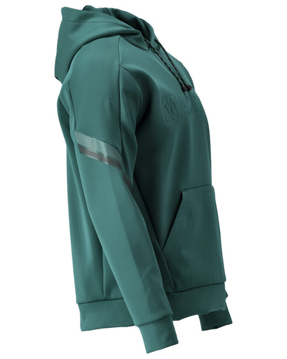 Forest Green Coloured Mascot Workwear Mens Customized Water Repellent Fleece Hoodie on white background 