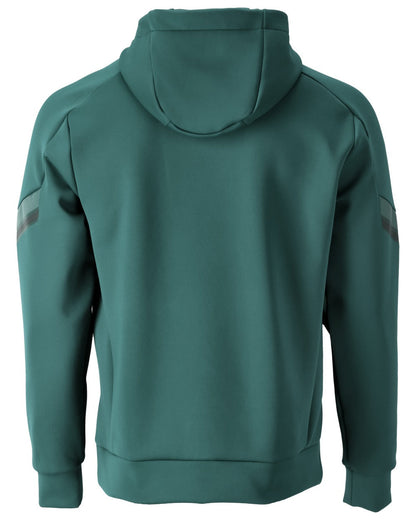 Forest Green Coloured Mascot Workwear Mens Customized Water Repellent Fleece Hoodie on white background 