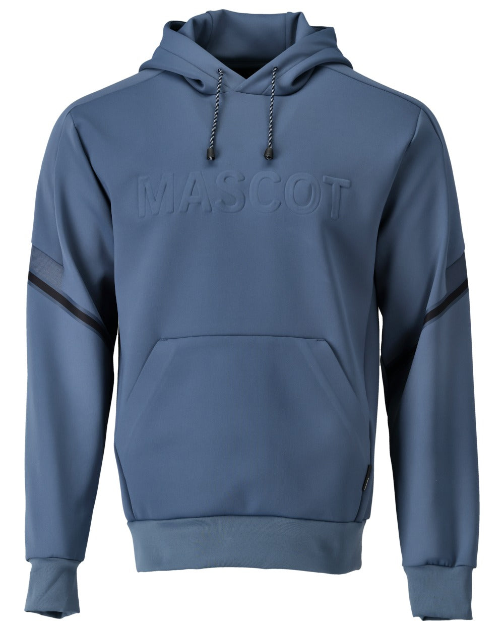Stone Blue Coloured Mascot Workwear Mens Customized Water Repellent Fleece Hoodie on white background 