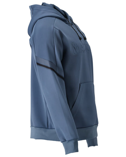 Stone Blue Coloured Mascot Workwear Mens Customized Water Repellent Fleece Hoodie on white background 