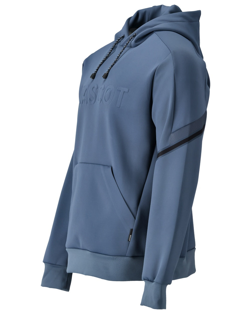 Stone Blue Coloured Mascot Workwear Mens Customized Water Repellent Fleece Hoodie on white background 