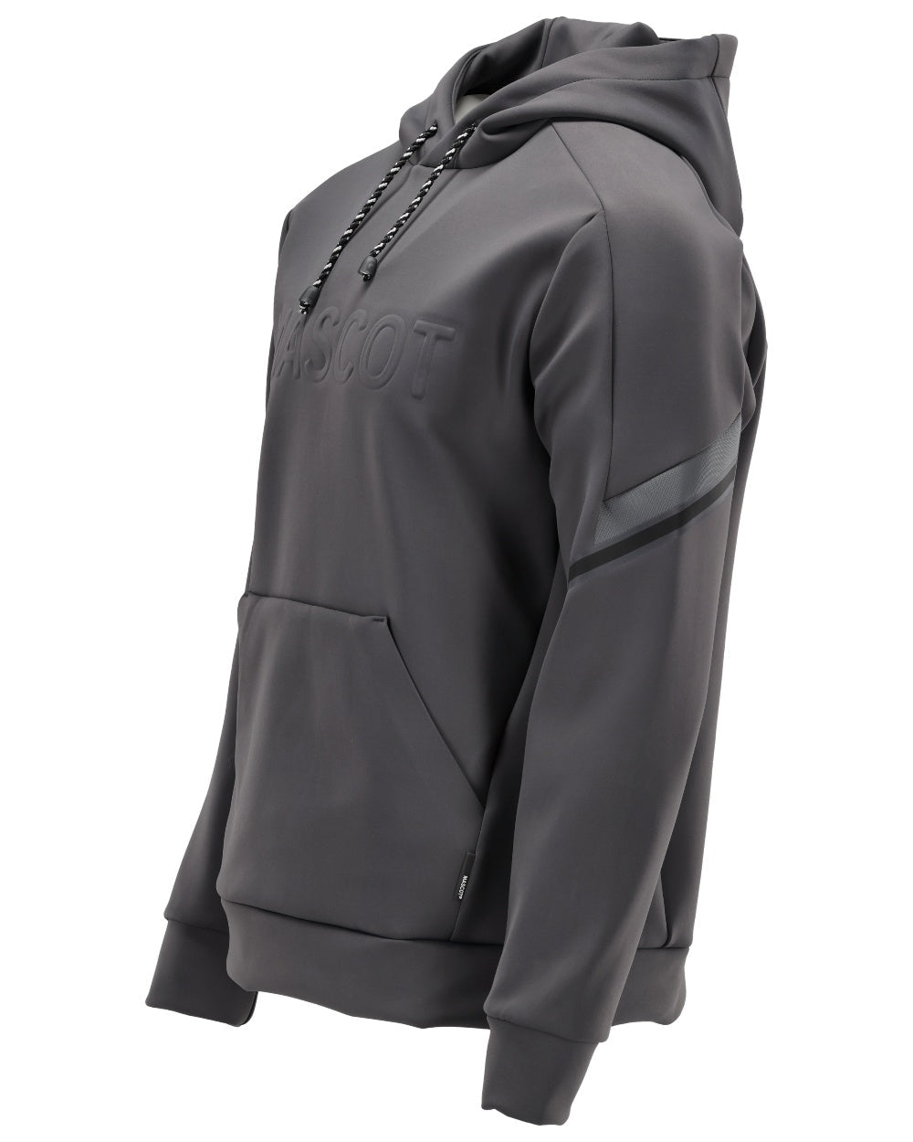 Stone Grey Coloured Mascot Workwear Mens Customized Water Repellent Fleece Hoodie on white background 
