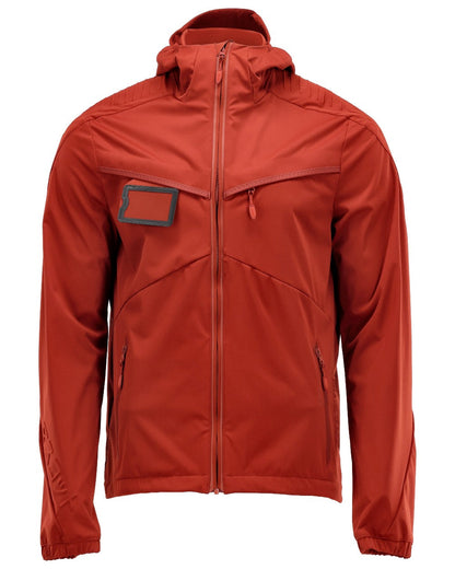 Autumn Red Coloured Mascot Workwear Mens Customized Windproof Jacket on white background 