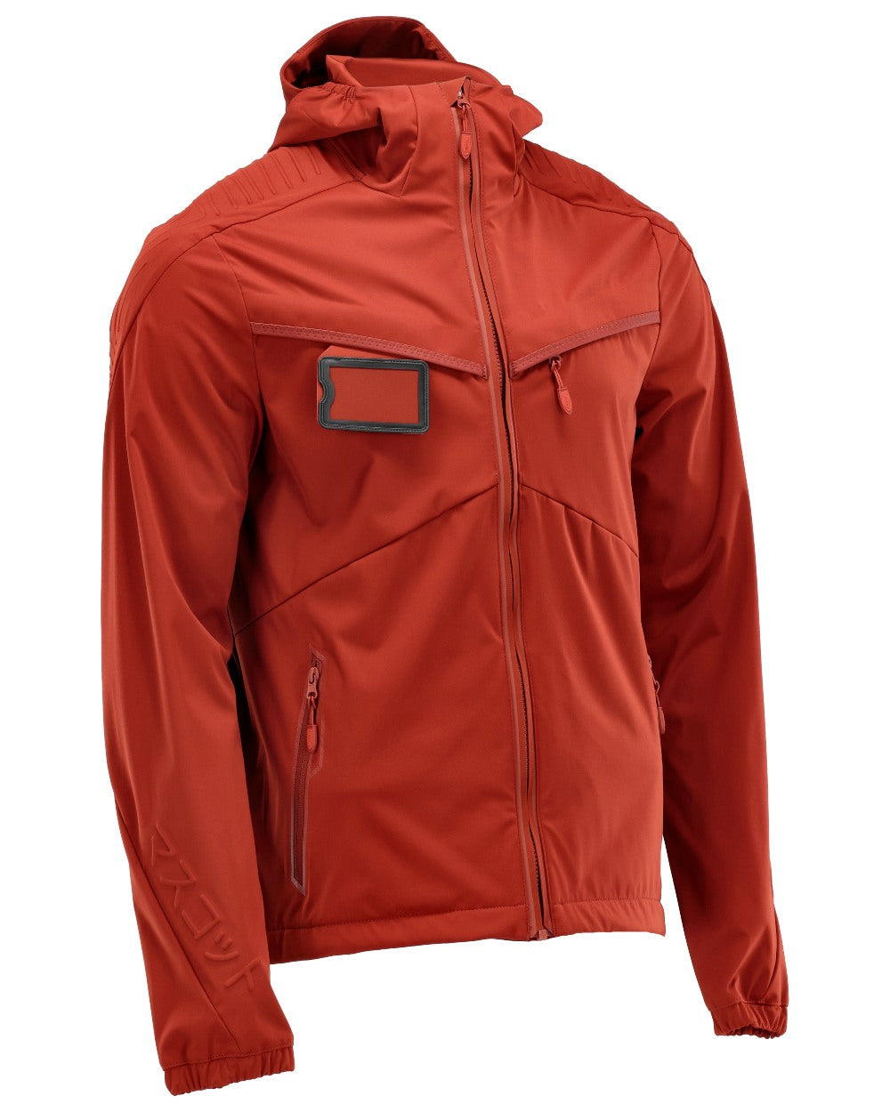 Autumn Red Coloured Mascot Workwear Mens Customized Windproof Jacket on white background 