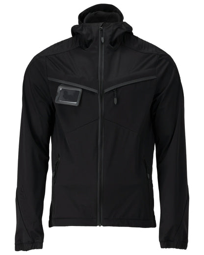 Black Coloured Mascot Workwear Mens Customized Windproof Jacket on white background 